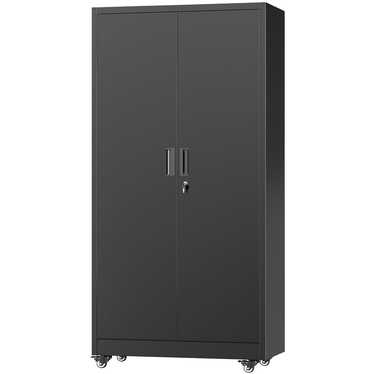 Black Metal Storage Cabinet with 4 Swivel Wheels T733979