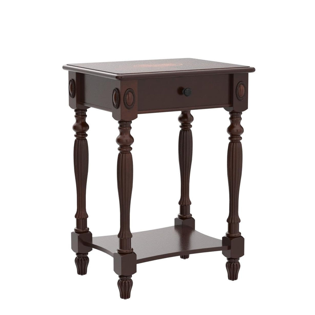 Solid Wood Side Table with Drawer, Cherry Walnut E57284