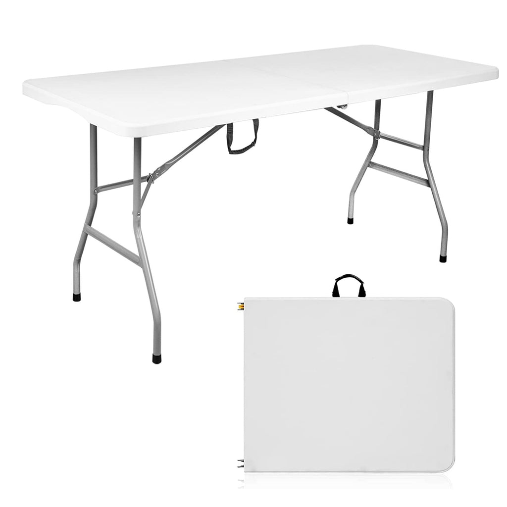 Folding Table 6ft Portable Heavy Duty Plastic White E504972