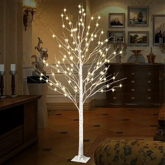 6 Ft Warm White LED Birch Tree Light with Remote Control F531734