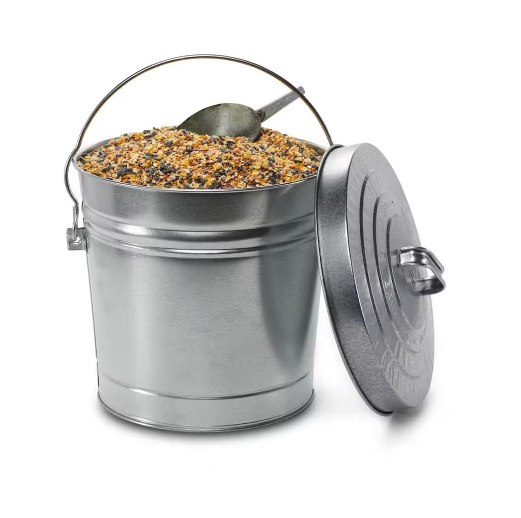 6 Gallon Galvanized Steel Round Trash Can with Locking Lid Y2448