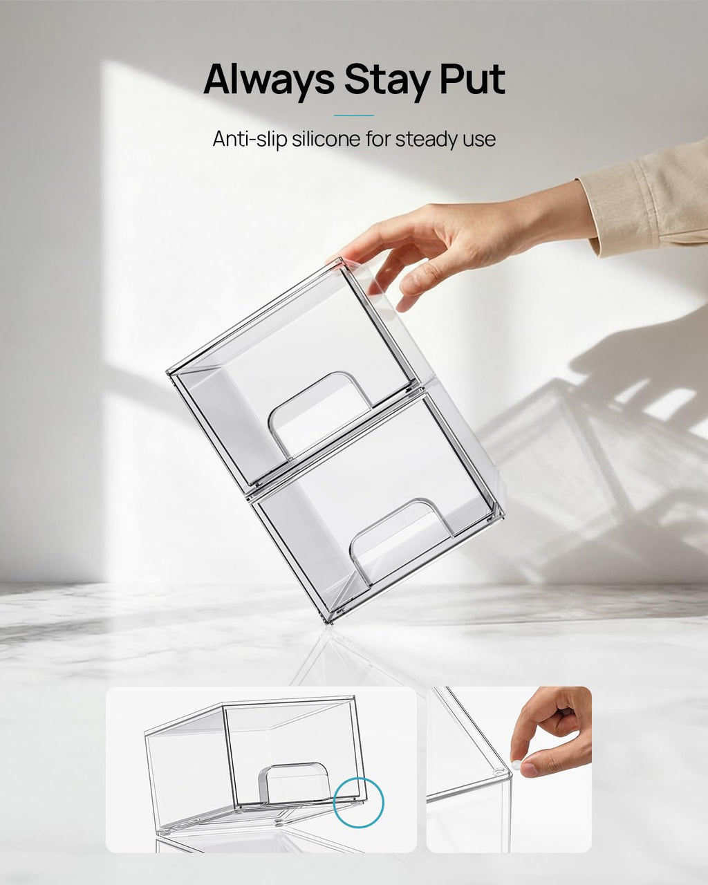 4 Pack Small Clear Stackable Storage Drawers Z774