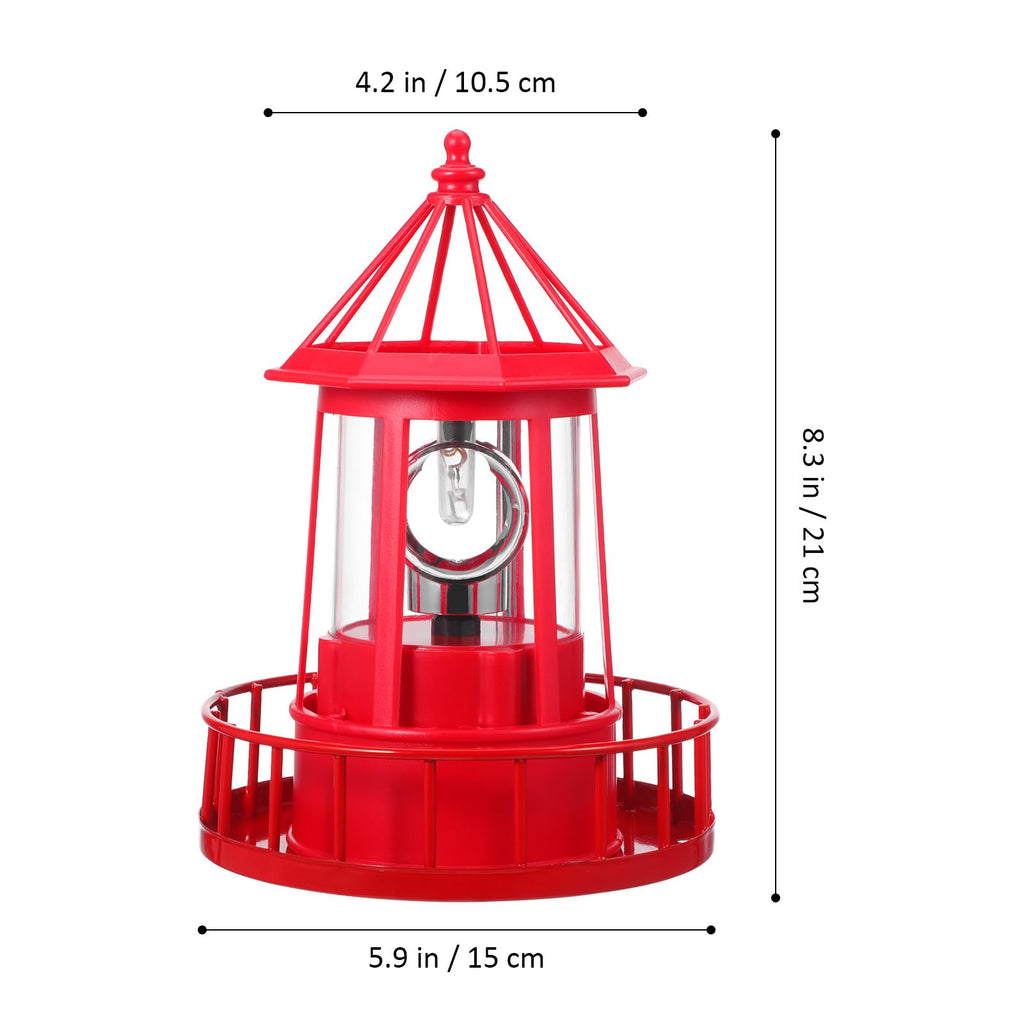 Solar Lighthouse Rotating Beacon Light Red Iron S69015