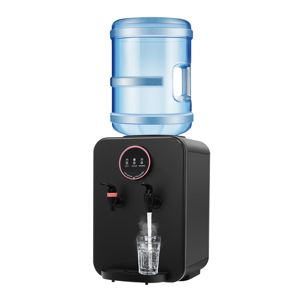 Top Loading Countertop Water Cooler Dispenser with Hot/Cold/Warm 3-Temp Settings, Black Q5205