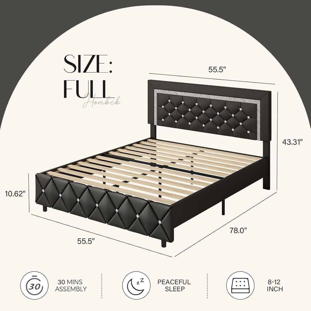 Full Size Upholstered Platform Bed with Headboard Y34645
