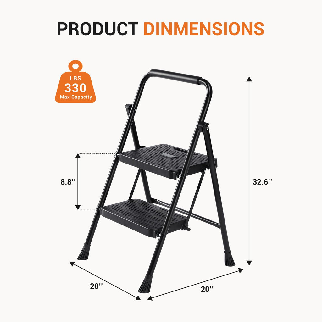 2 Step Folding Step Stool 330lbs Capacity O382366