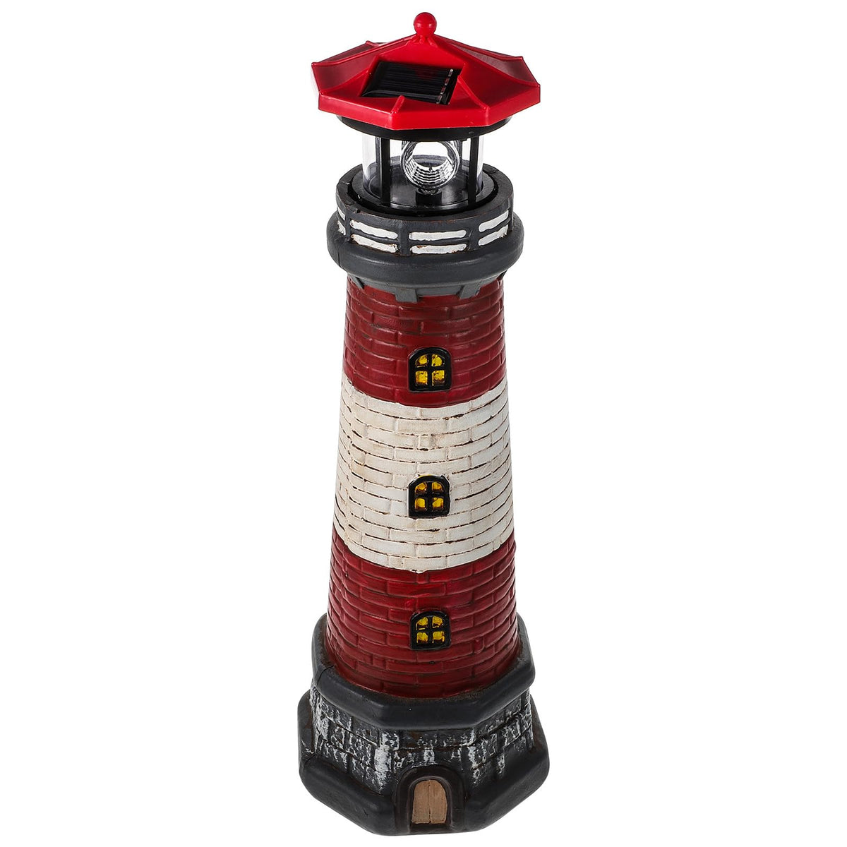 Solar Lighthouse Statue with LED Light 14.76 Inch Red P852