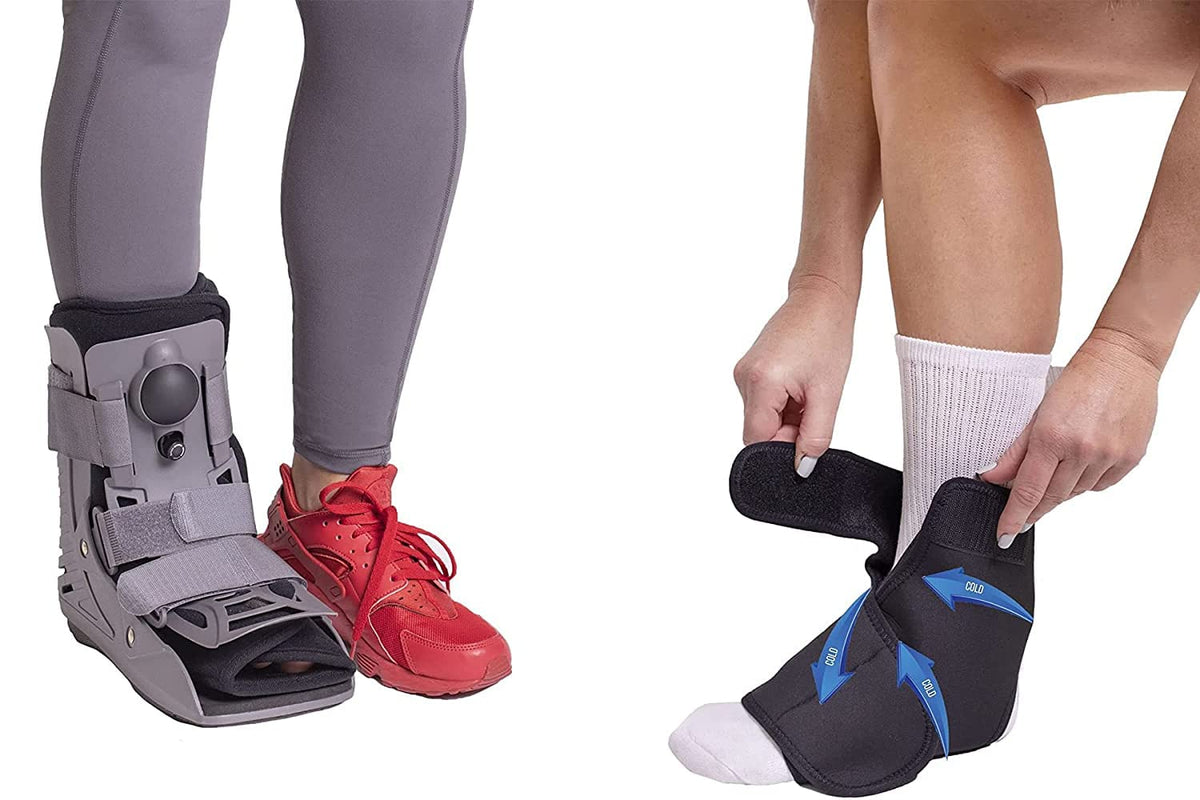 Ultra Light Short Full Shell Walking Boot + Ankle & Foot Reusable Ice Pack Q970583