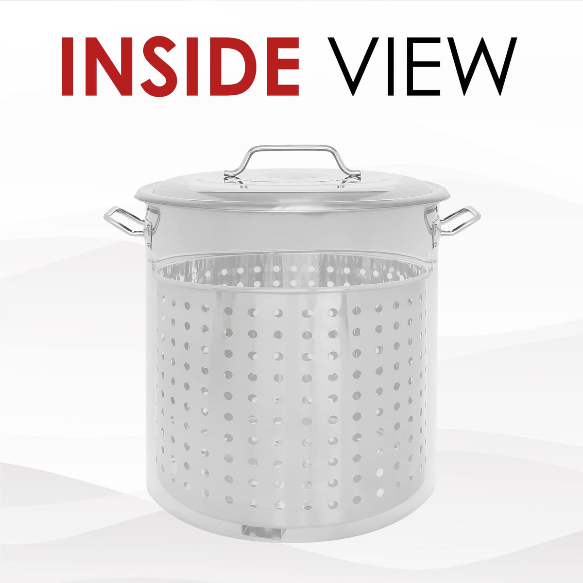 Stainless Steel 40 QT Stock Pot with Steamer Basket and Propane Burner T536