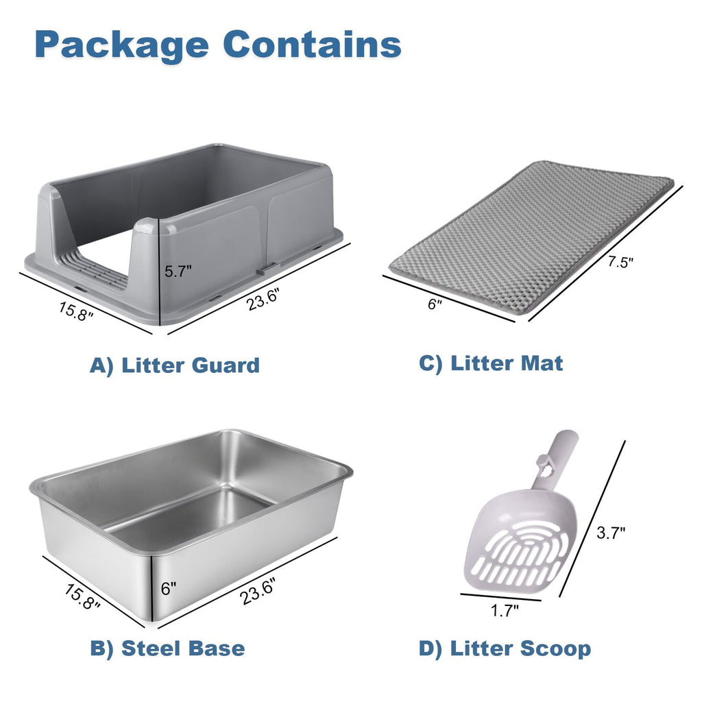 XL Stainless Steel Cat Litter Box with Lid I17469