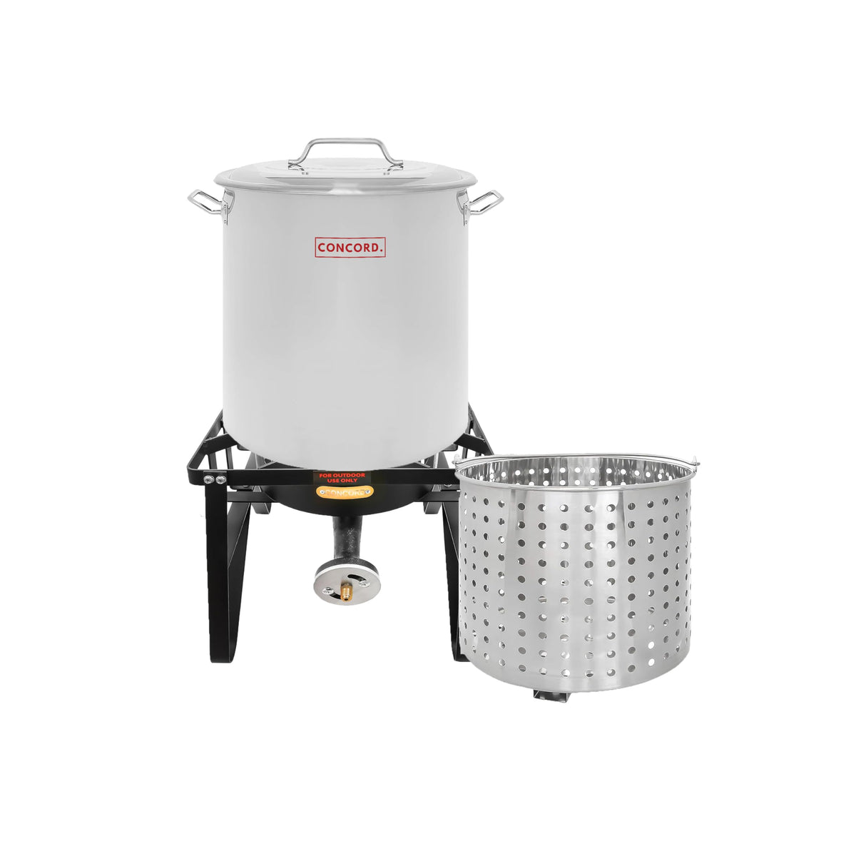 Stainless Steel 40 QT Stock Pot with Steamer Basket and Propane Burner T536