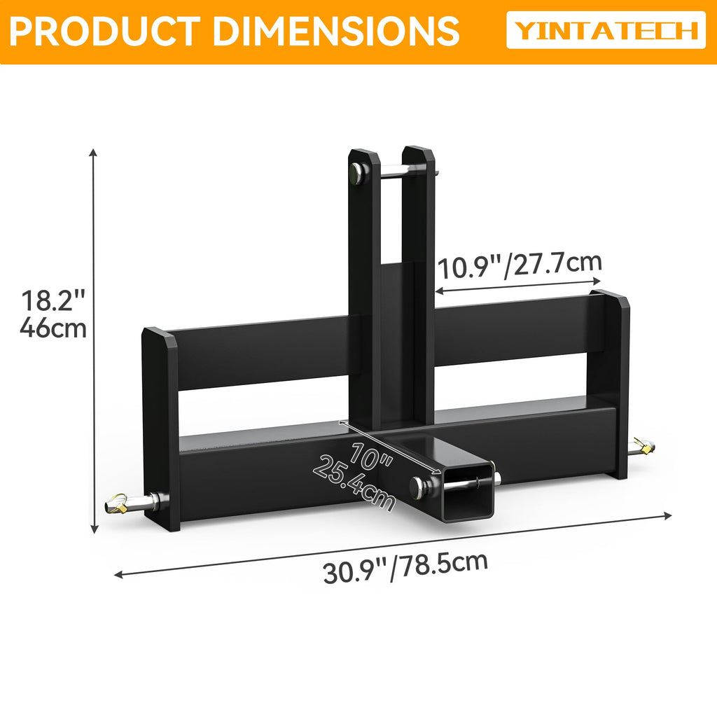3 Point Hitch Receiver with Suitcase Weight Brackets Category 1 B603