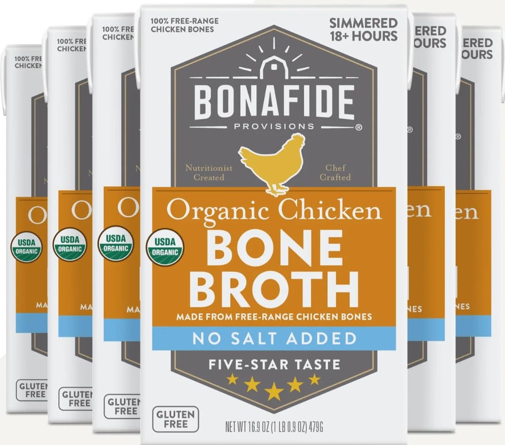 Organic Chicken Bone Broth No Salt Added 16.9oz 6 Pack N167