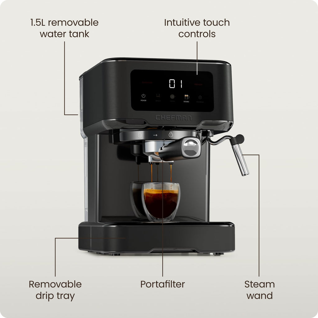 15 Bar Digital Espresso Machine with Steam Wand Y495882