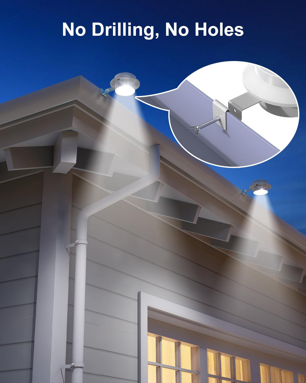 8 Pack Cool White Solar Powered Gutter Mounted Lights N7598