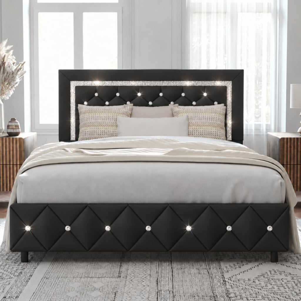 Full Size Upholstered Platform Bed with Headboard Y34645