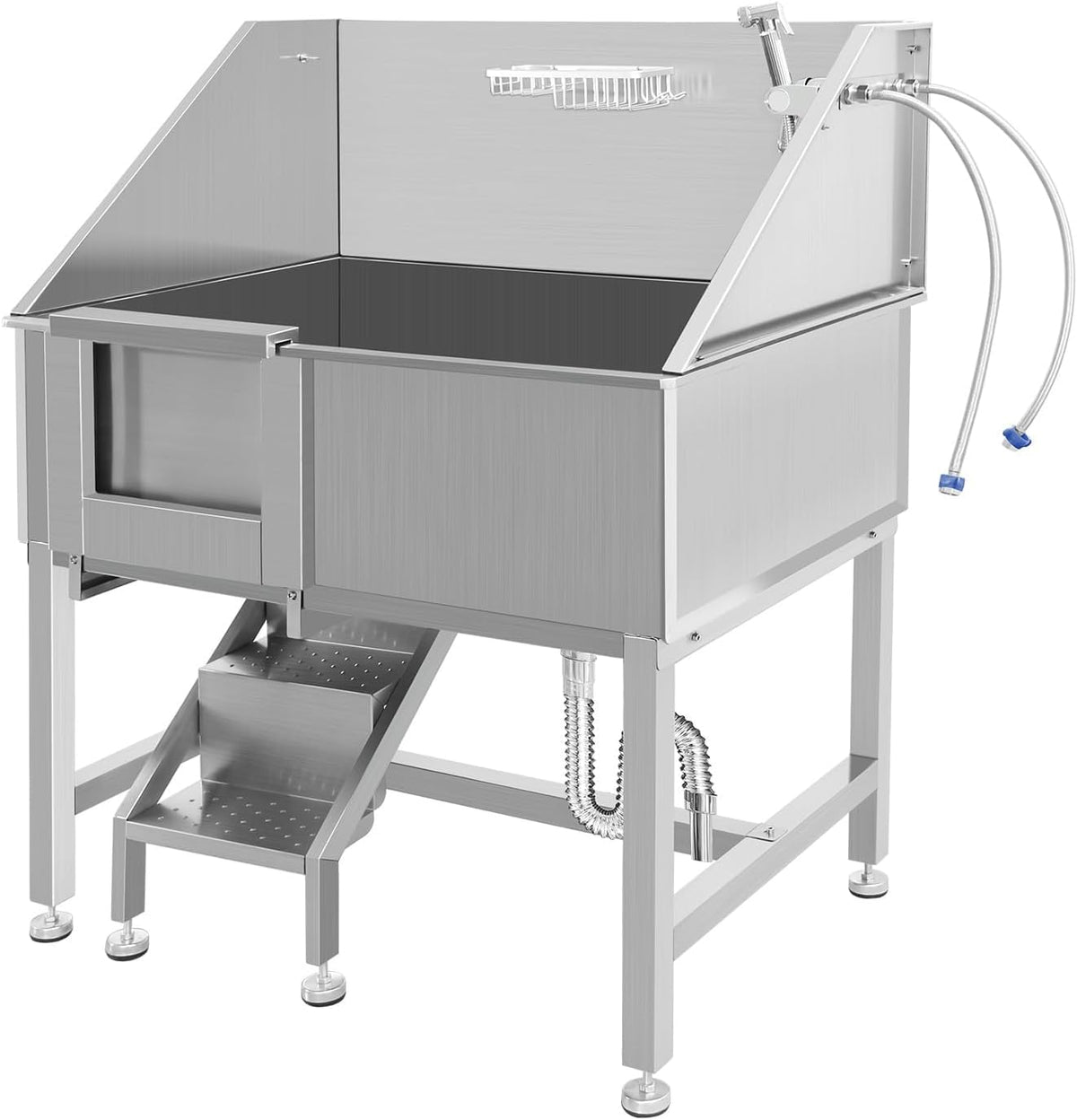 38 Inch Stainless Steel Dog Grooming Tub with Ramp T748