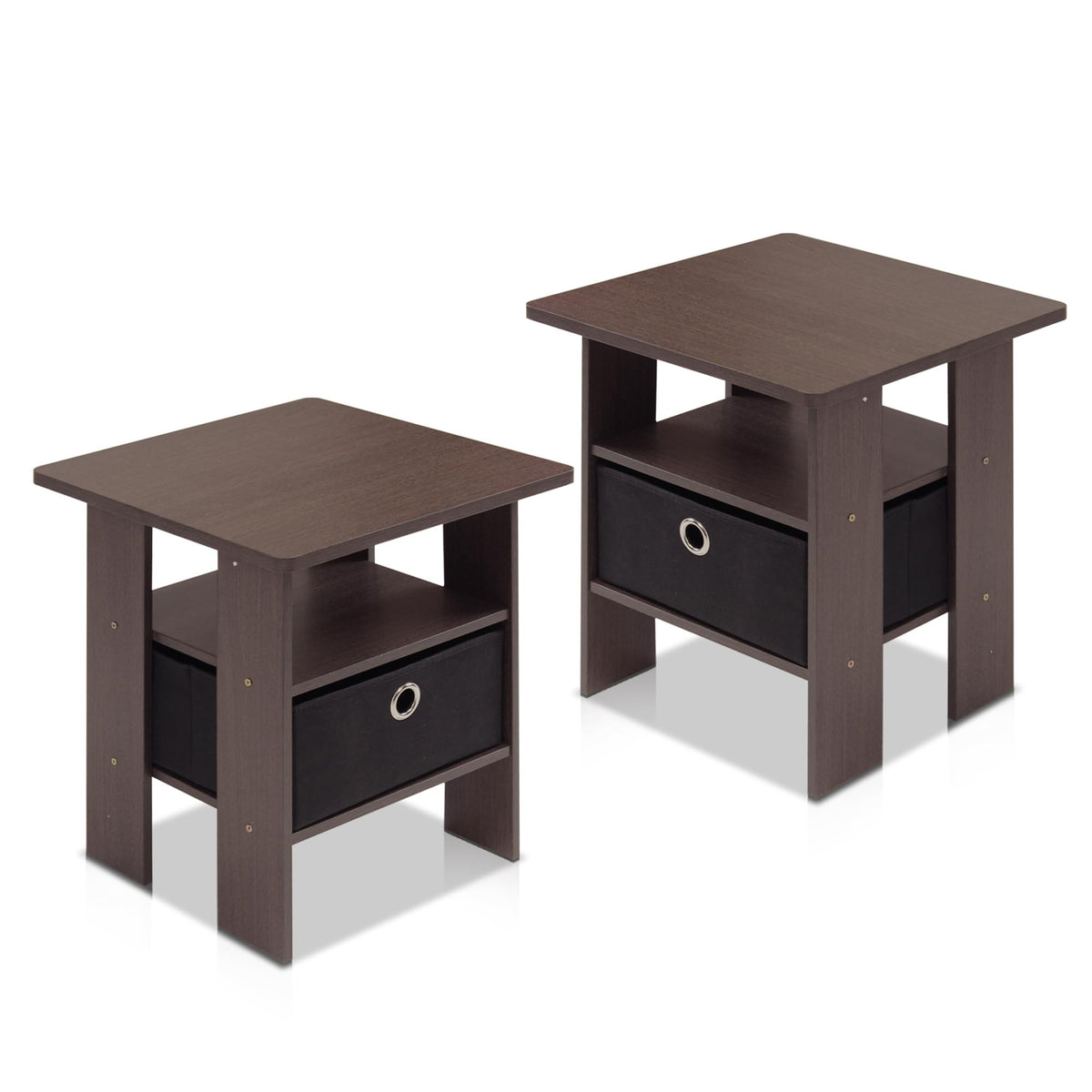 Brown 3-Tier Square Side Table Set of 2 C4649