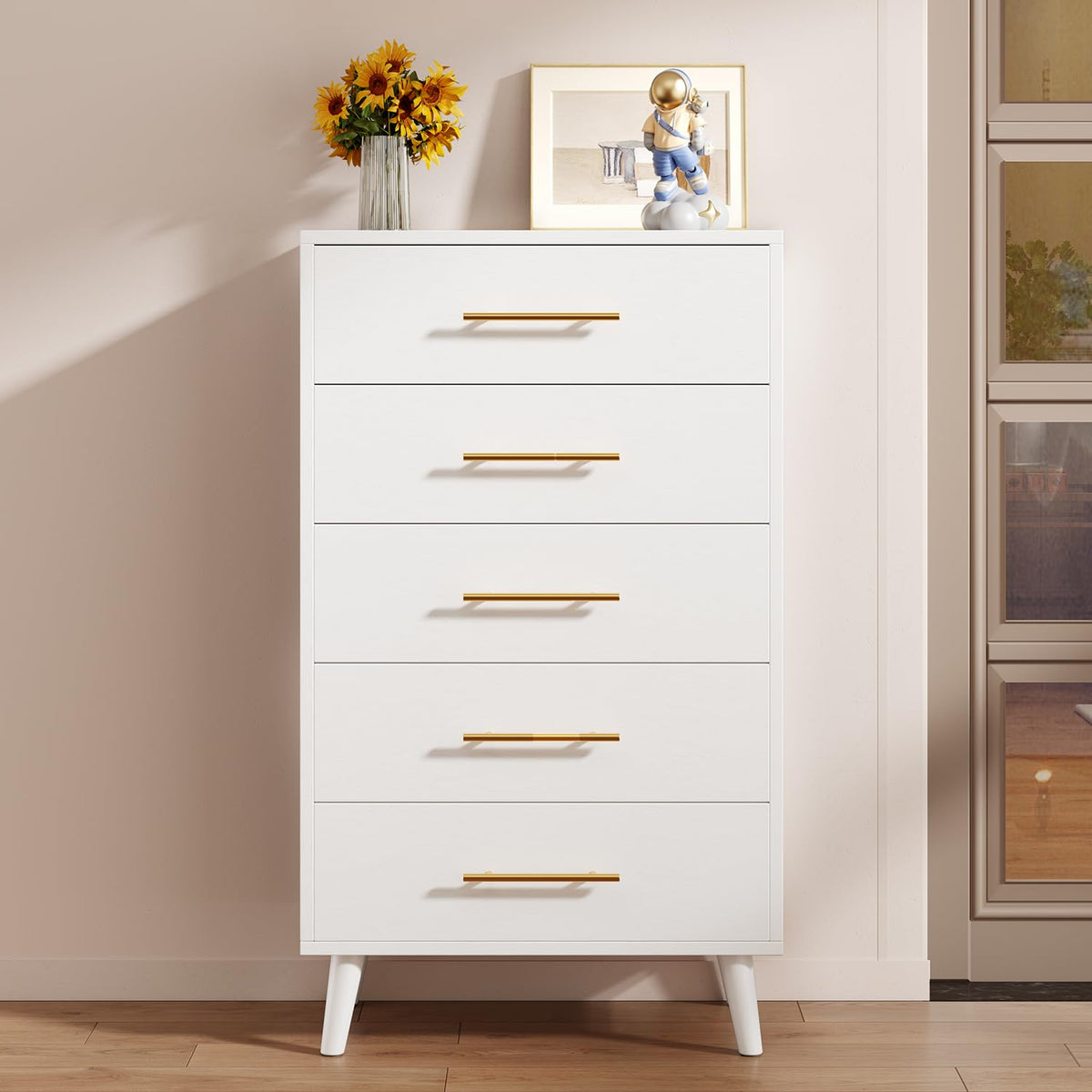White 5 Drawer Dresser K869