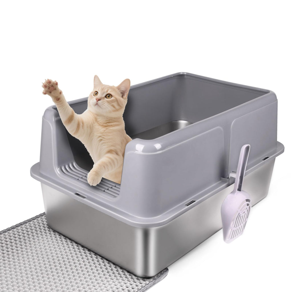 XL Stainless Steel Cat Litter Box with Lid I17469