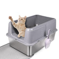 XL Stainless Steel Cat Litter Box with Lid I17469