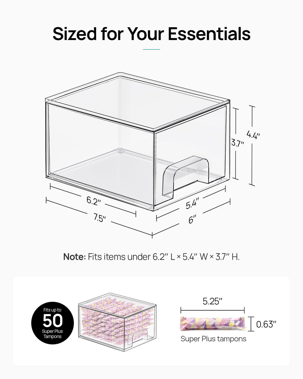 4 Pack Small Clear Stackable Storage Drawers Z774
