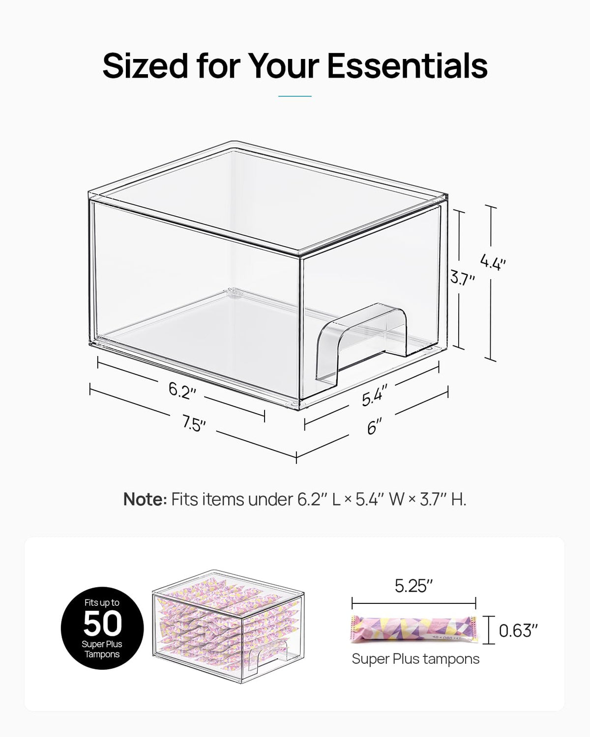 4 Pack Small Clear Stackable Storage Drawers Z774