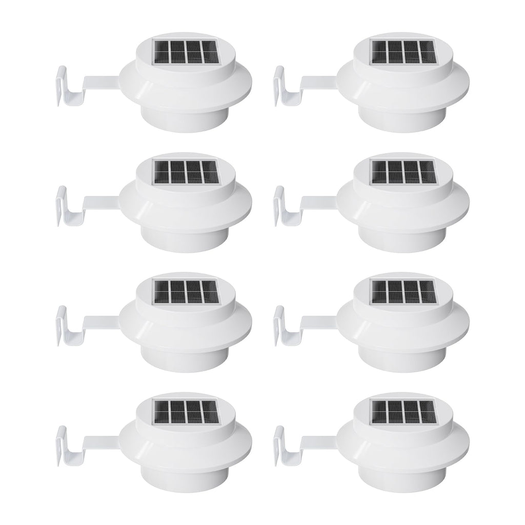 8 Pack Cool White Solar Powered Gutter Mounted Lights N7598