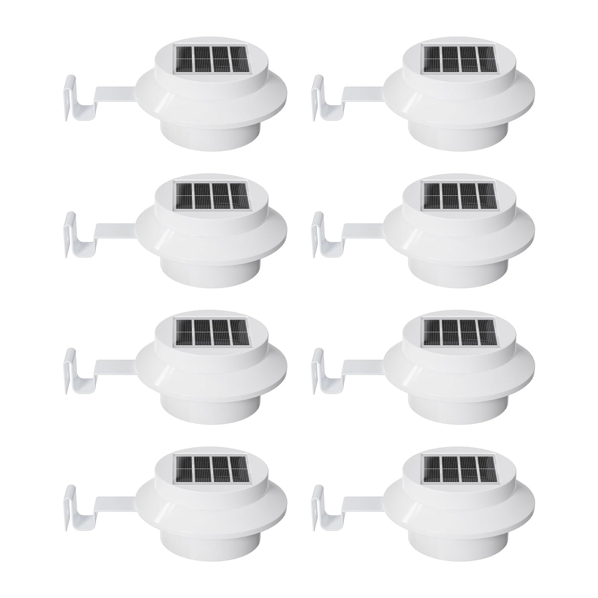8 Pack Cool White Solar Powered Gutter Mounted Lights N7598
