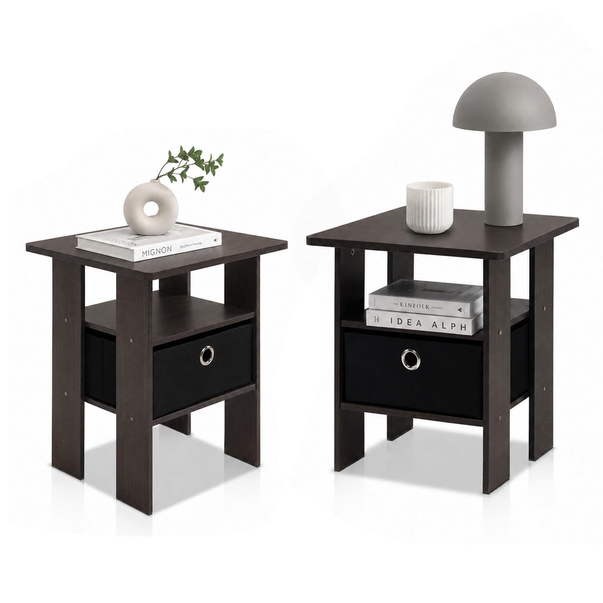 Brown 3-Tier Square Side Table Set of 2 C4649