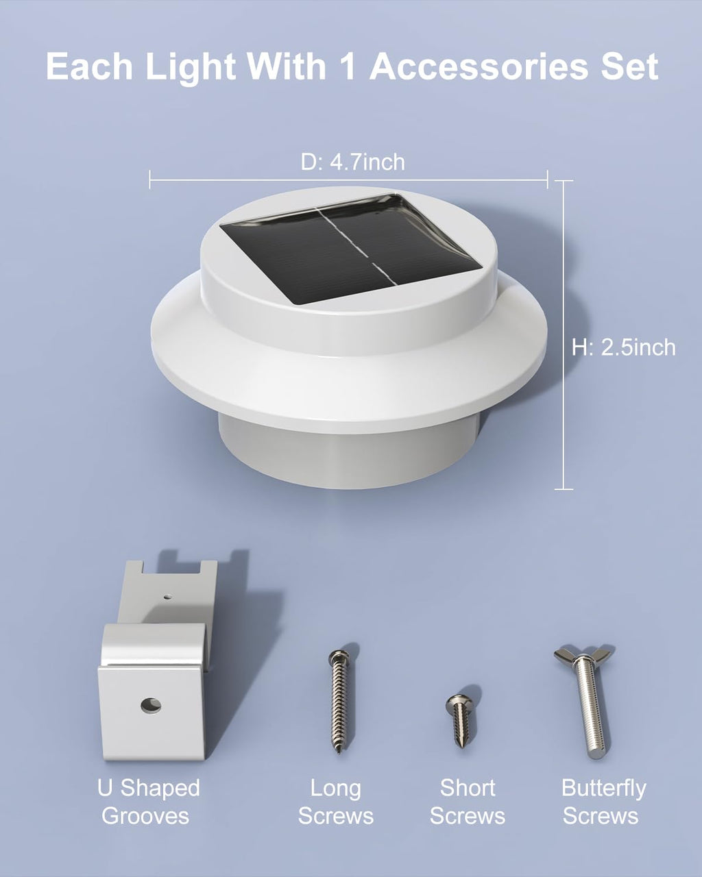 8 Pack Cool White Solar Powered Gutter Mounted Lights N7598