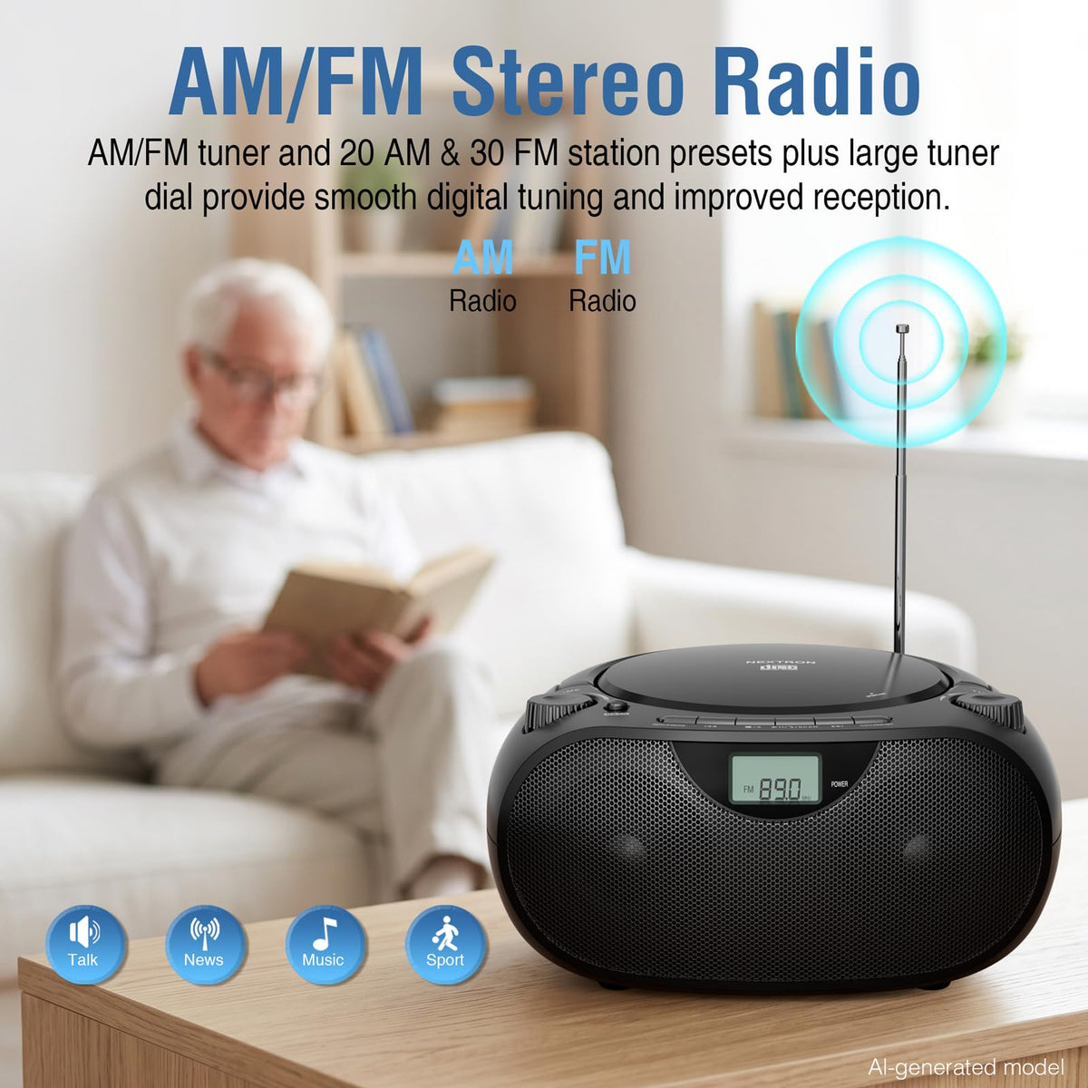 Portable CD Player Boombox with Bluetooth F27530