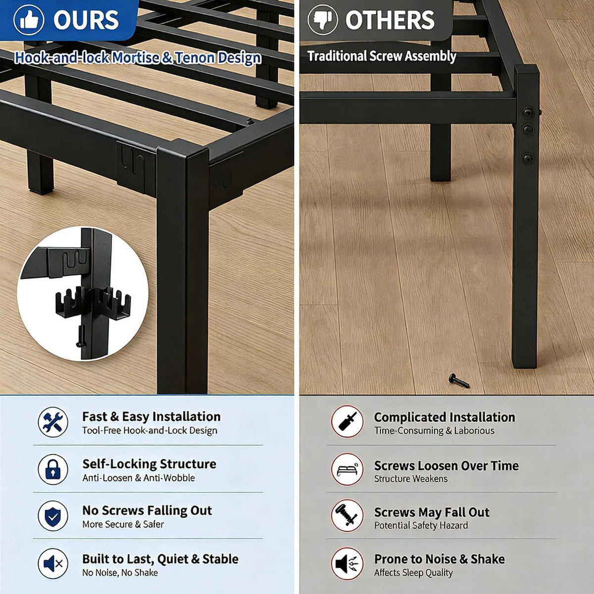 Twin Size Black Metal Bed Frame with Headboard T1184