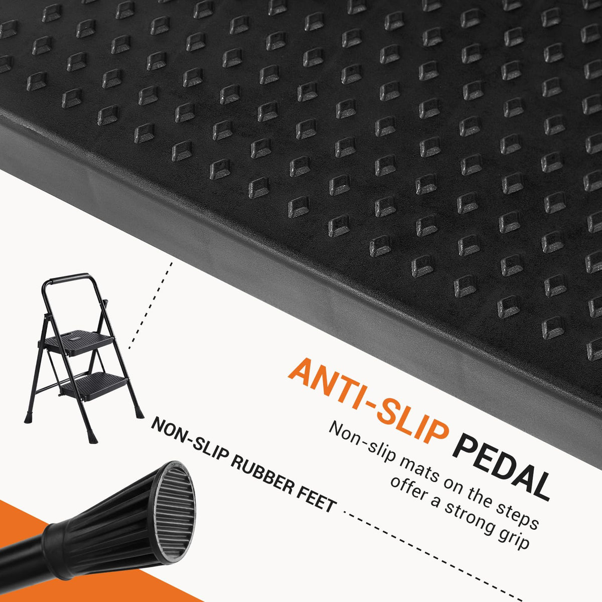 2 Step Folding Step Stool 330lbs Capacity O382366