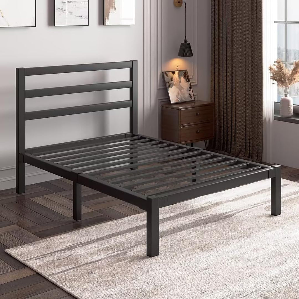 Twin Size Black Metal Bed Frame with Headboard T1184