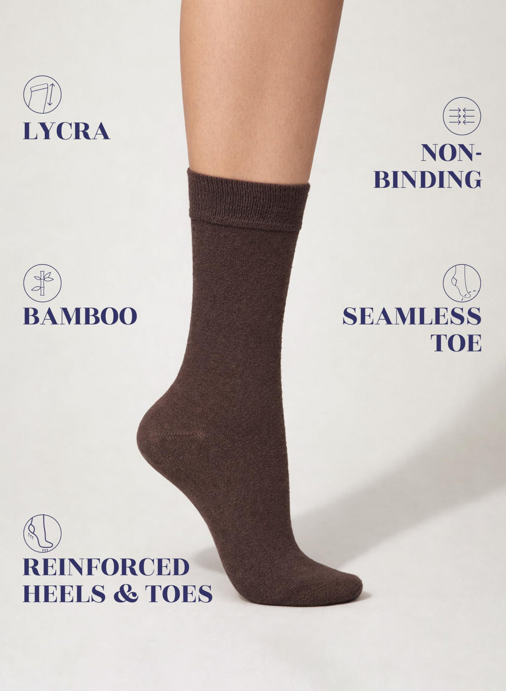 Women's Thin Bamboo Crew Socks, 3-6 Pairs S9652