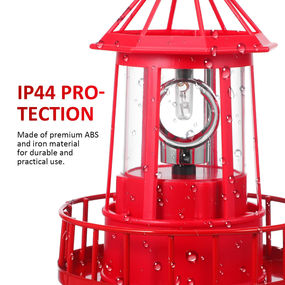 Solar Lighthouse Rotating Beacon Light Red Iron S69015