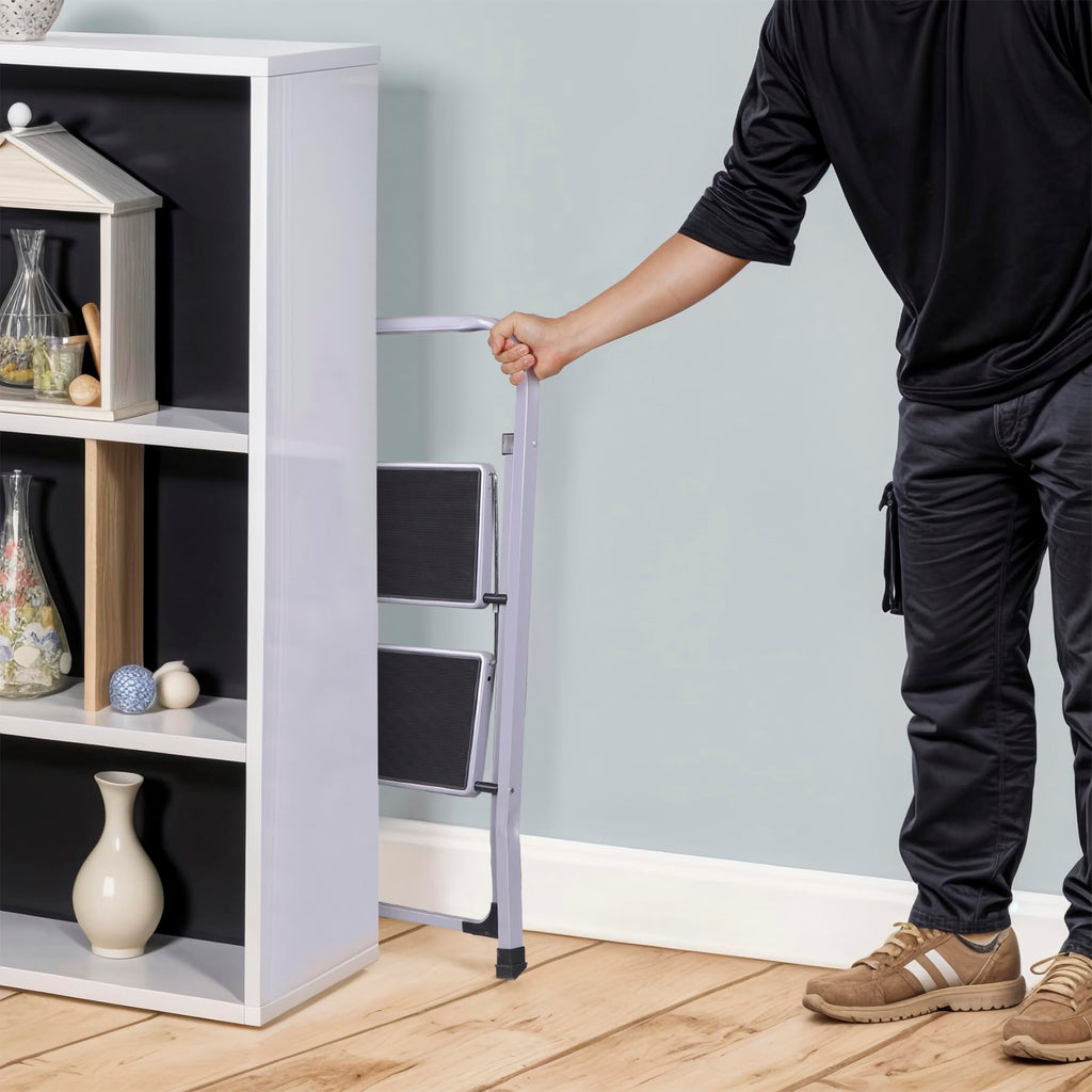 2 Step Folding Steel Step Stool with Handgrip N37614
