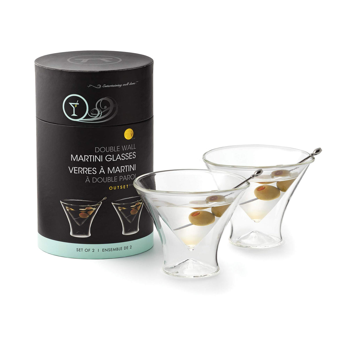 Double Wall Borosilicate Martini Glasses Set of 2 U82424