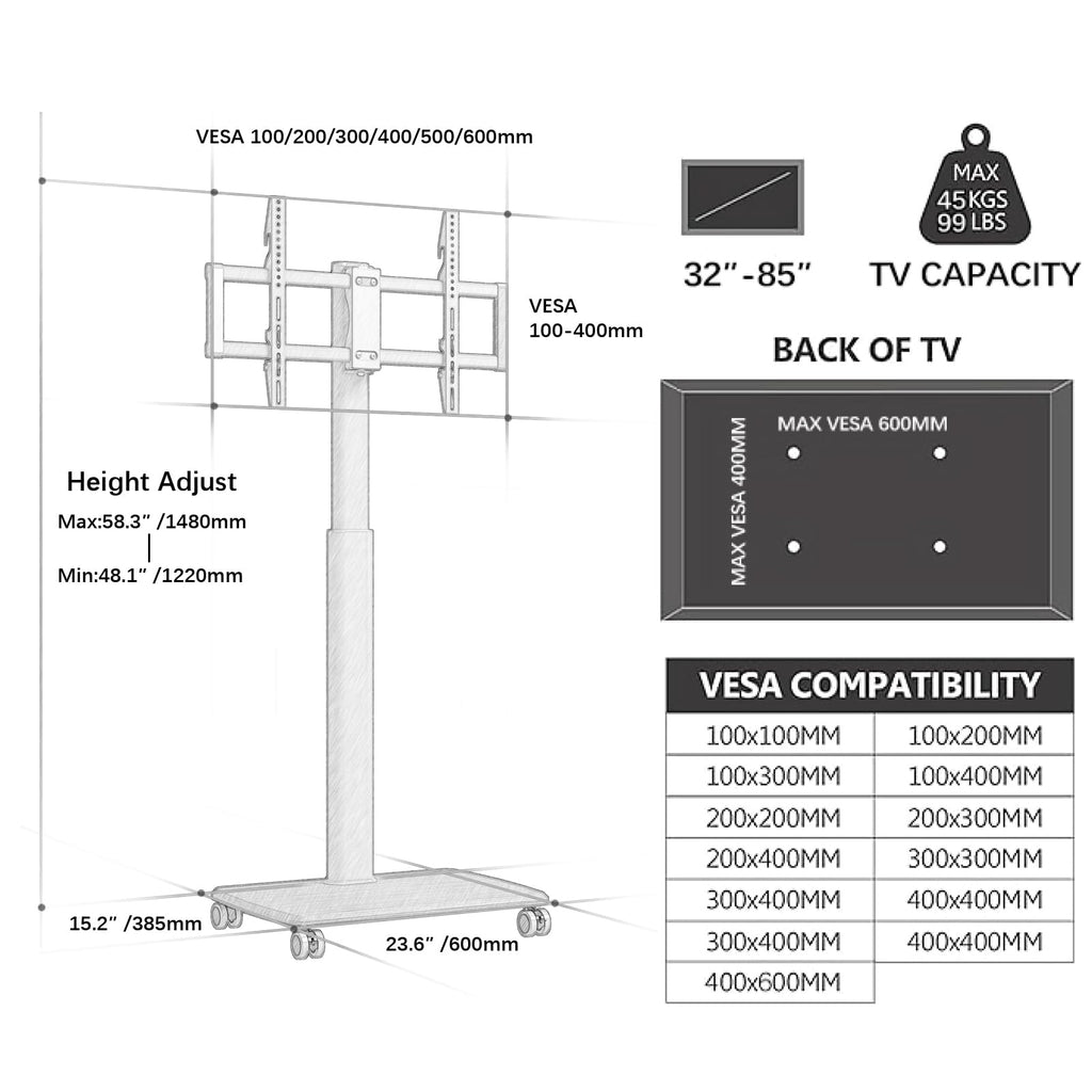 White Rolling TV Stand T243383