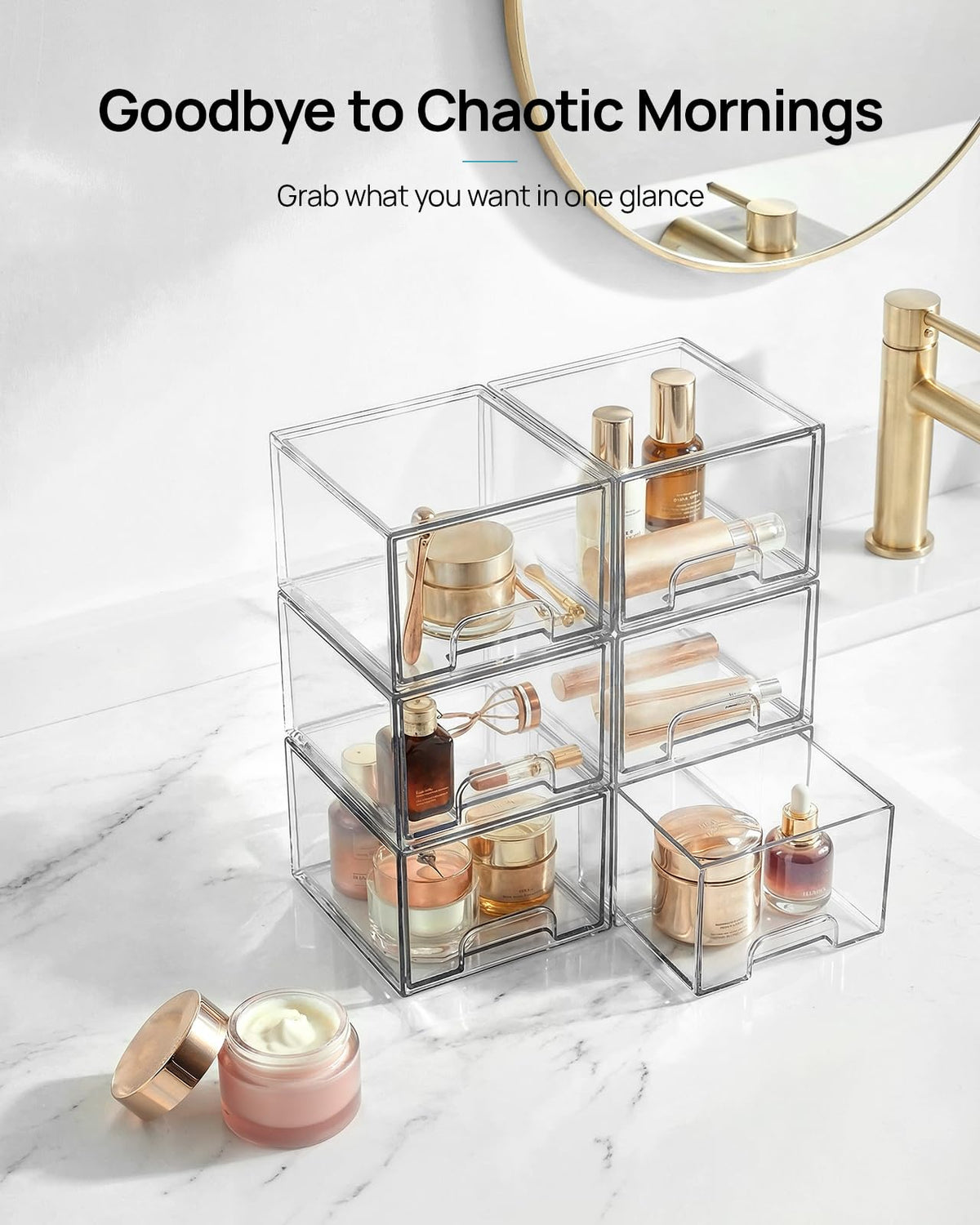 4 Pack Small Clear Stackable Storage Drawers Z774