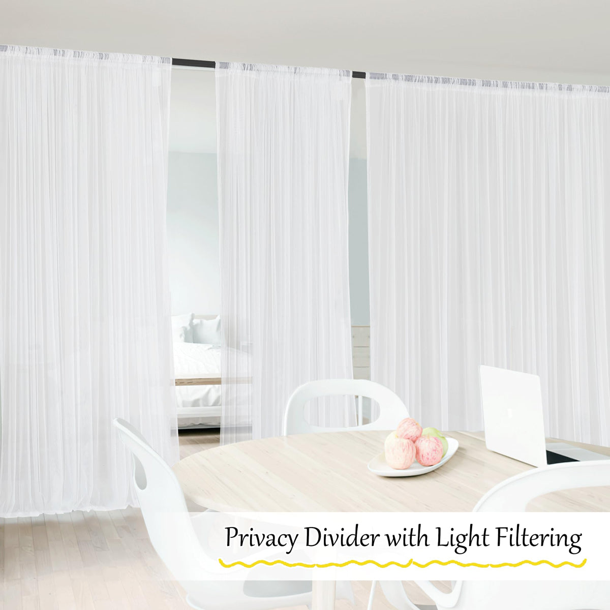 White 2 Panels Waterproof Mosquito Netting Curtains H462