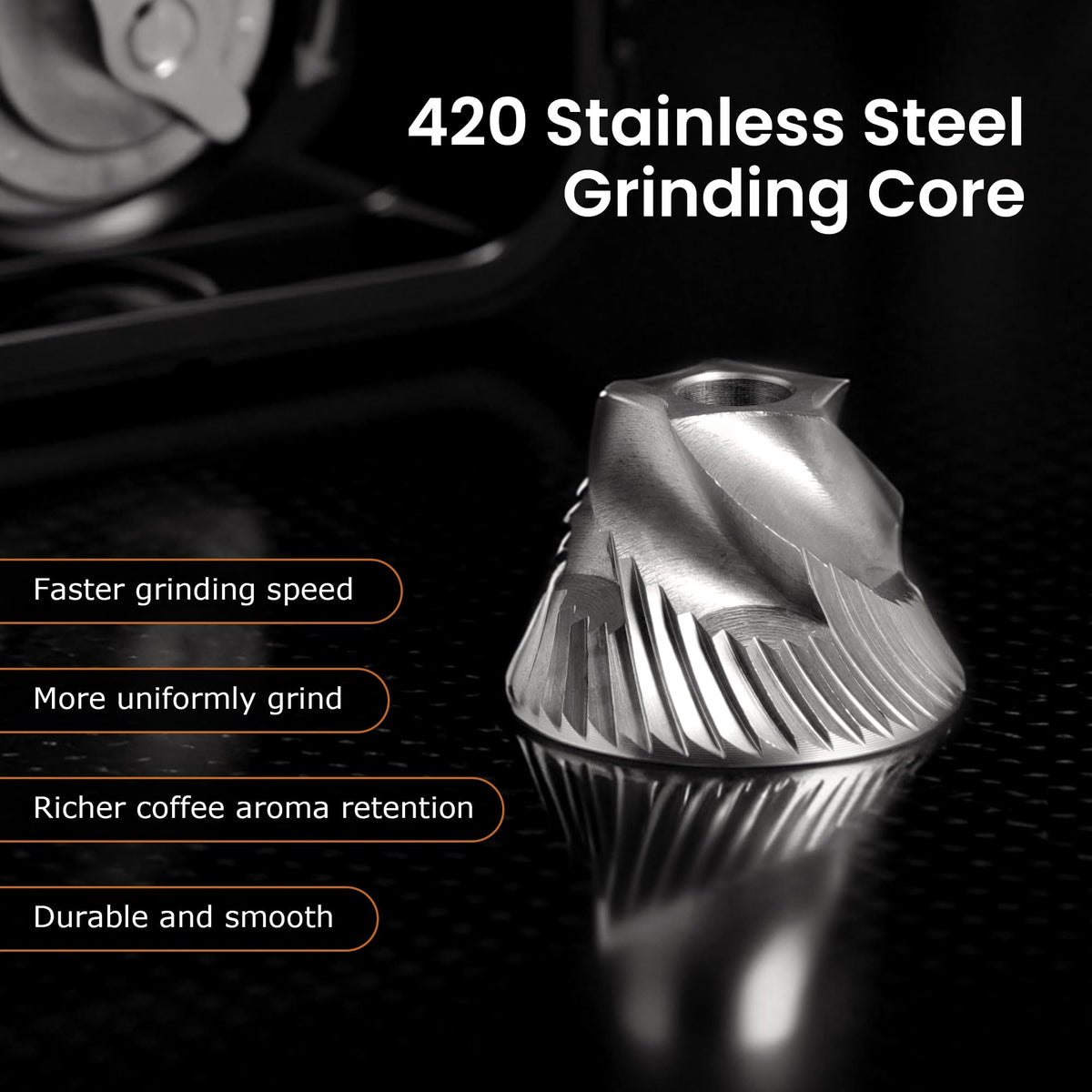 Portable Electric Coffee Grinder Adjustable Stainless Steel Burr F22527