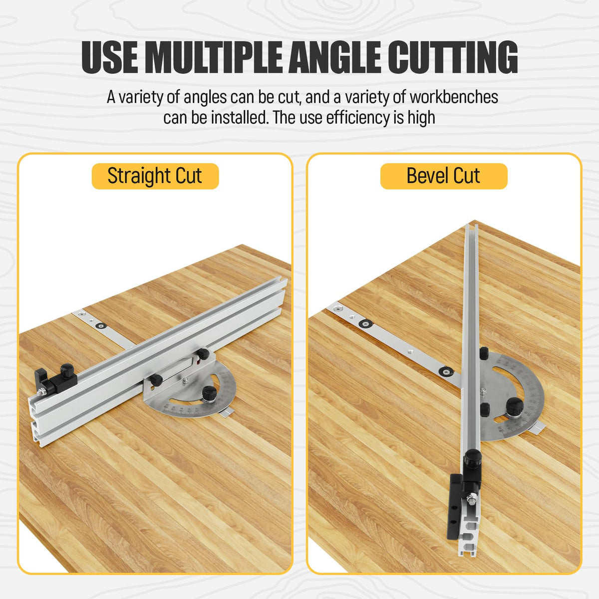 Table Saw Miter Gauge System with Miter Fence, 120° Angle Stops Adjustable, 250mm C89383