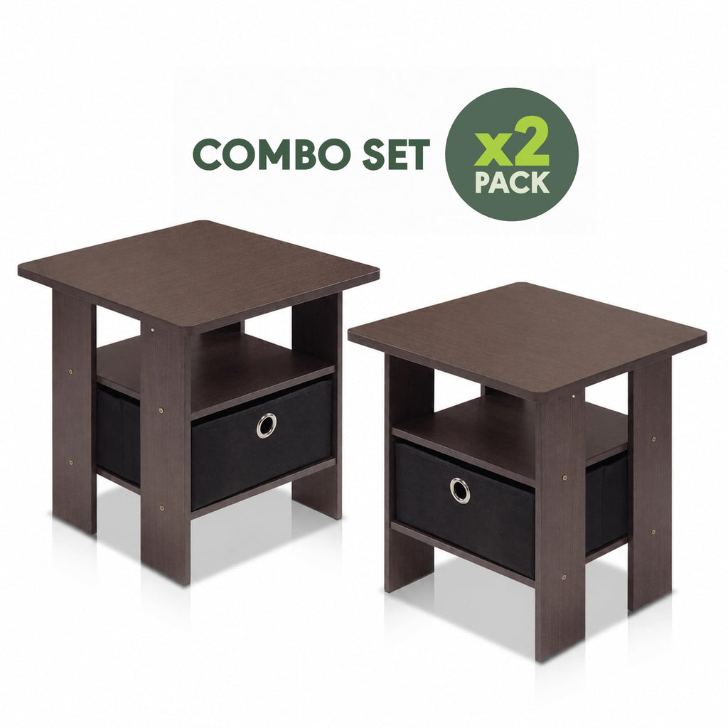 Brown 3-Tier Square Side Table Set of 2 C4649