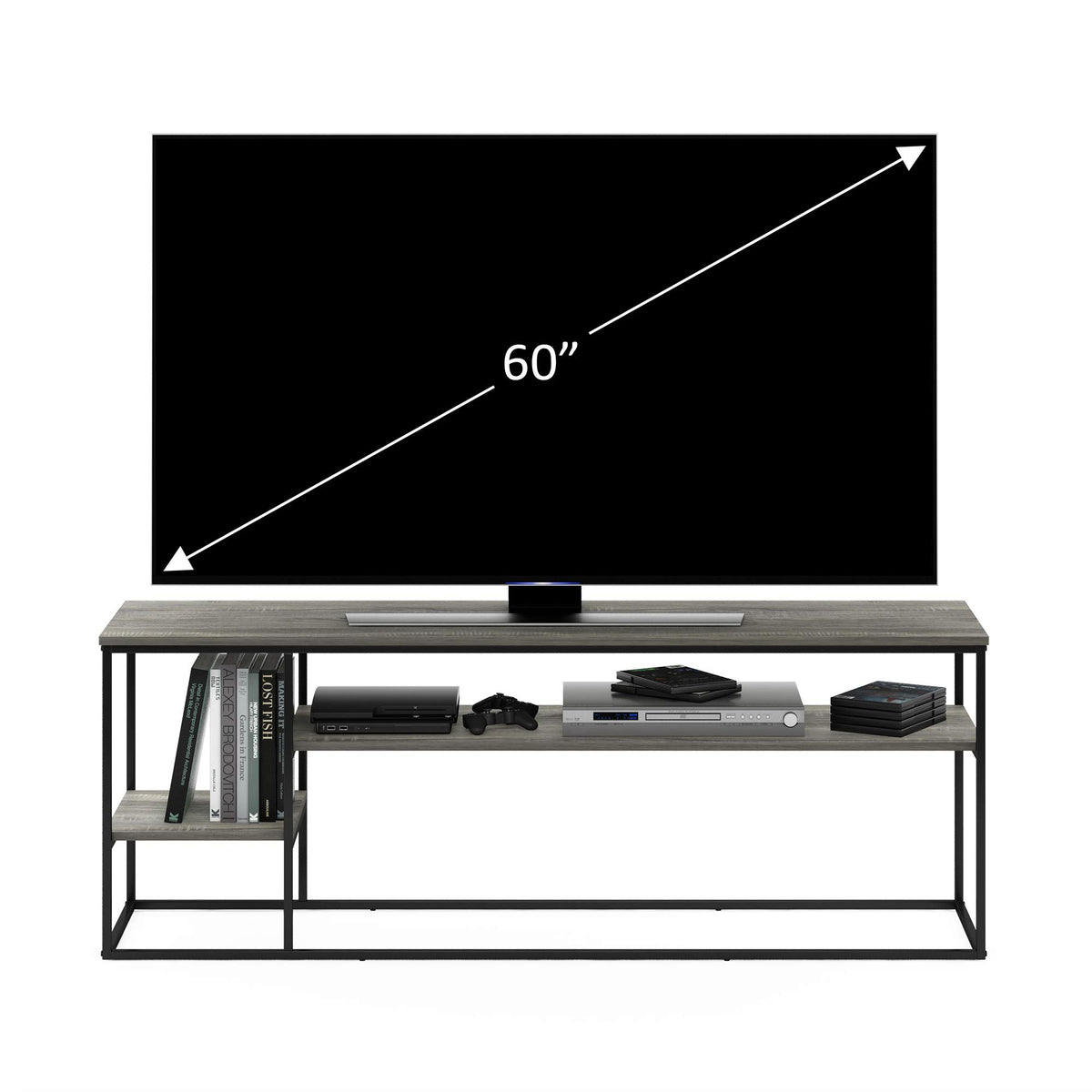 3-Tier Grey Oak TV Stand up to 65 Inch A645