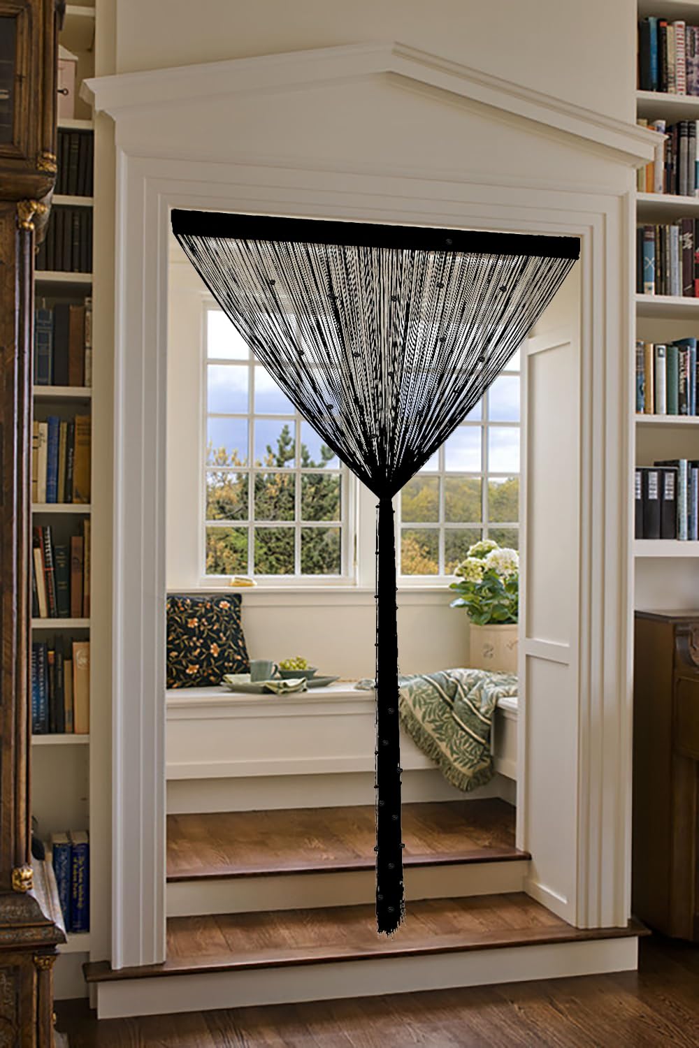Beaded Curtains 39"x79" Black Q277318