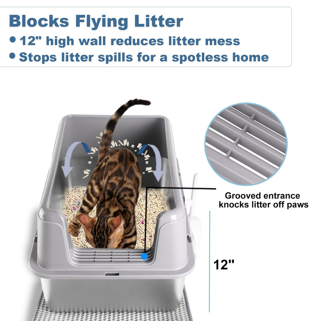 XL Stainless Steel Cat Litter Box with Lid I17469