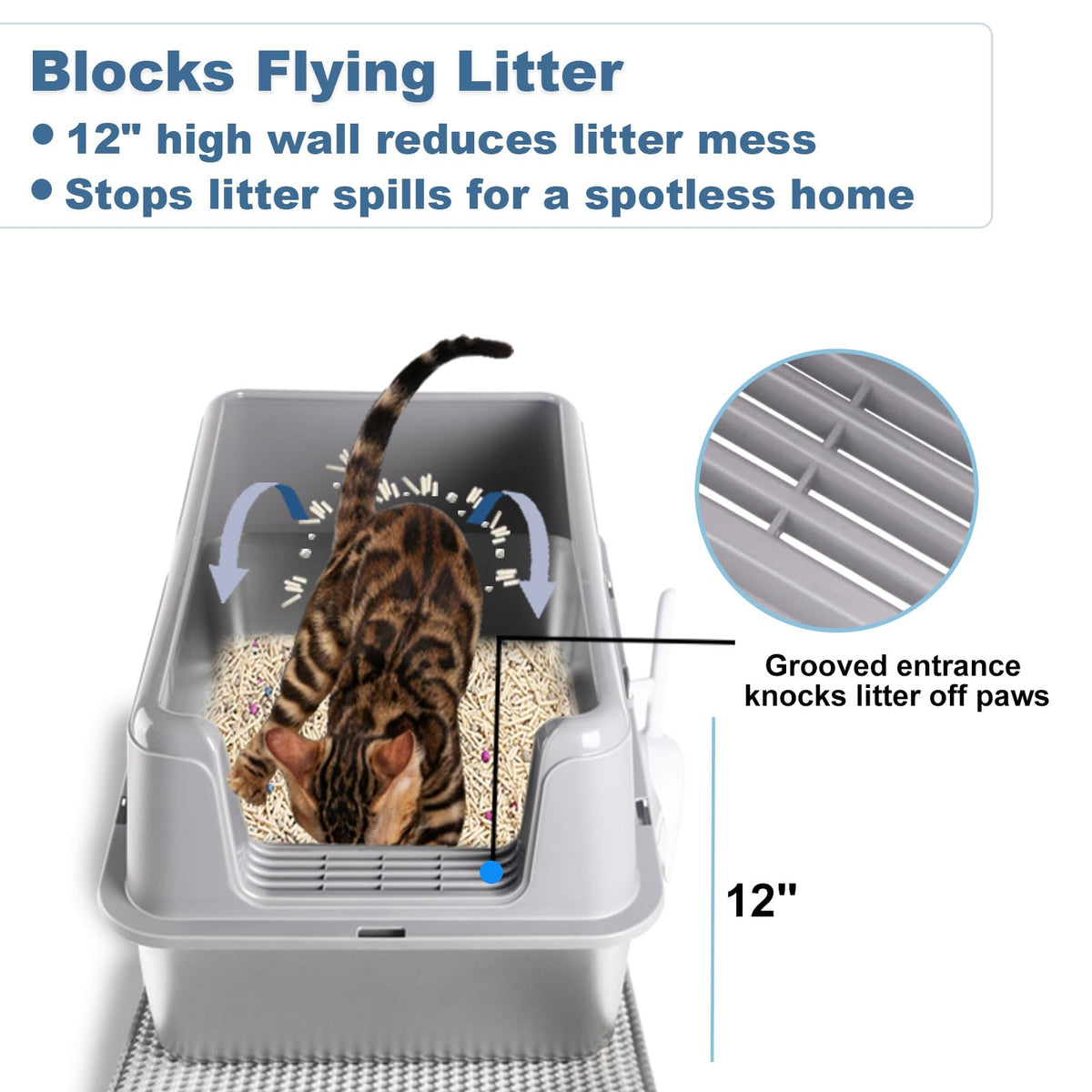 XL Stainless Steel Cat Litter Box with Lid I17469