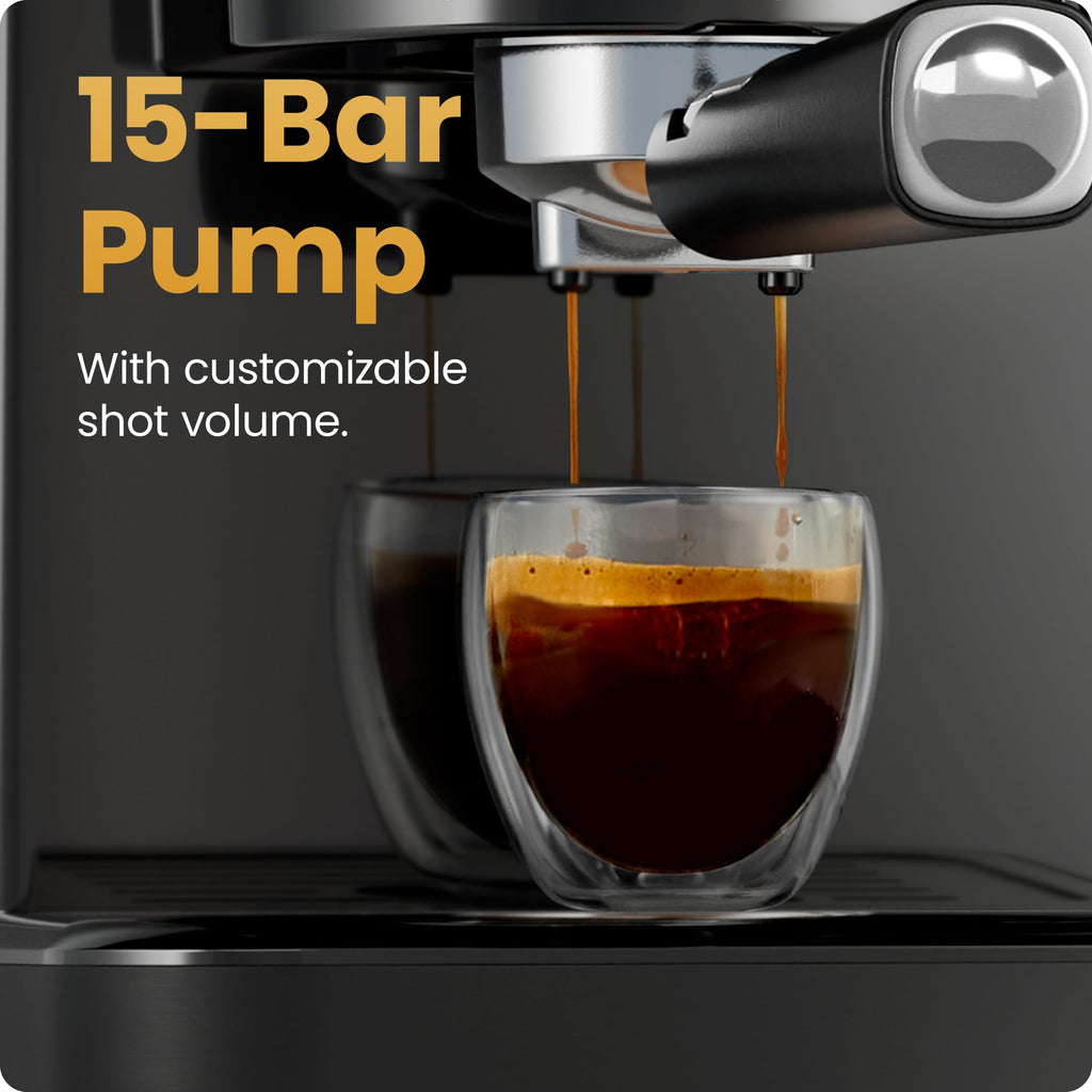 15 Bar Digital Espresso Machine with Steam Wand Y495882